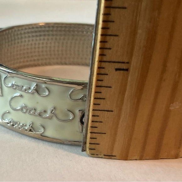 Coach Silvertone and Off-White Enamel Bangle Bracelet - Picture 6 of 9